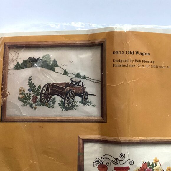 Vintage The Creative Circle Cross Stitch Kit #313 Old Wagon Country Western - Picture 2 of 4